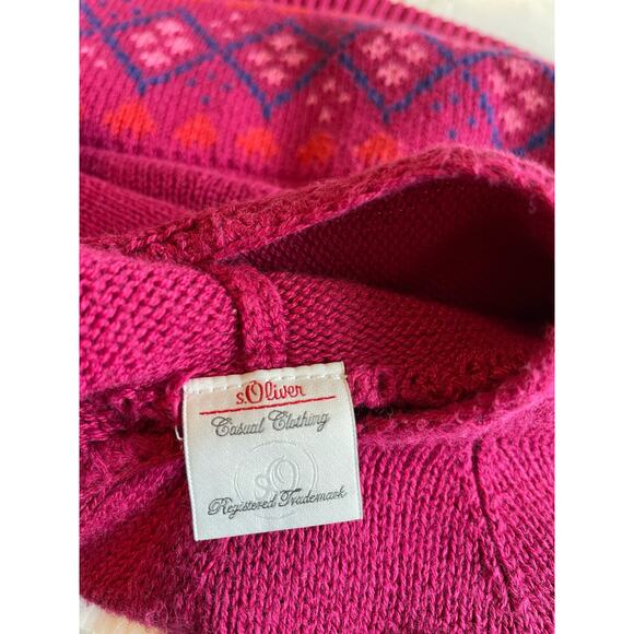 S. Oliver purple hooded sweater short sleeve logo fair isle colorful 12-18 mo. - Picture 4 of 7